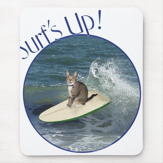Tabby Cat Surf's Up! Mousepad (Vorne)