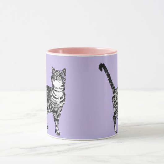 Tabby Cat Tasse Lavendel Lila (Zentrum)