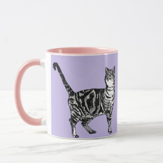 Tabby Cat Tasse Lavendel Lila (Links)