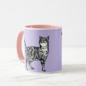 Tabby Cat Tasse Lavendel Lila (Vorderseite Links)