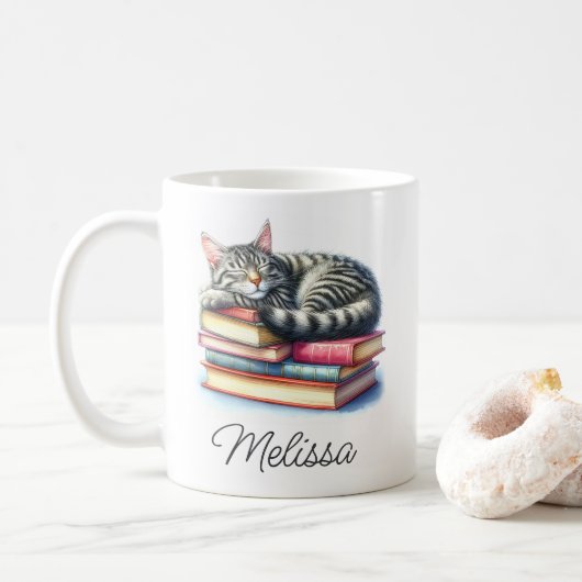 Tabby-Cat-Tasse speichern mit Namensvorlage Kaffeetasse (Mit Donut)
