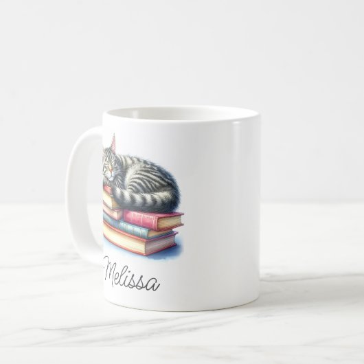 Tabby-Cat-Tasse speichern mit Namensvorlage Kaffeetasse (Vorderseite Links)