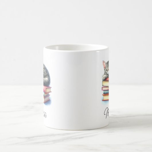 Tabby-Cat-Tasse speichern mit Namensvorlage Kaffeetasse (Mittel)