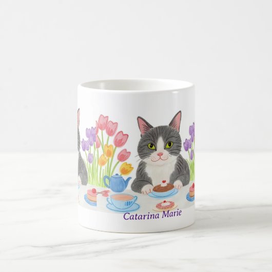 Tabby Cat Tea Party Mug Kaffeetasse (Mittel)