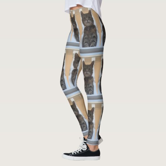 Tabby Cat Tiled Muster Leggings (Links)