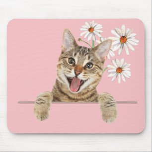 Tabby Cat und Daisies Mouse Pad Mousepad