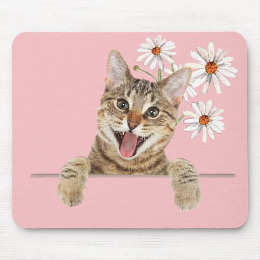 Tabby Cat und Daisies Mouse Pad Mousepad (Vorne)