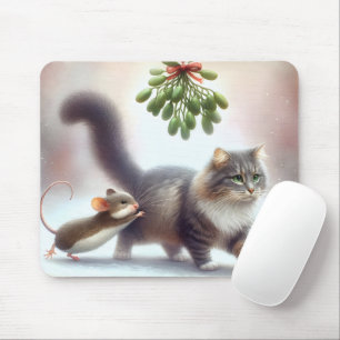Tabby Cat und Maus unter einem Mistleton Mousepad