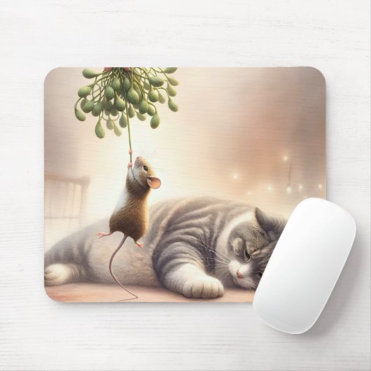 Tabby Cat und Maus unter einem Mistleton Mousepad (Mit Mouse)