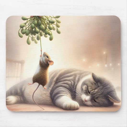 Tabby Cat und Maus unter einem Mistleton Mousepad (Vorne)