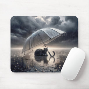 Tabby Cat Unter Schirm Mousepad
