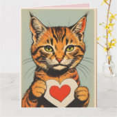 TABBY CAT VALENTINE'S DAY Greeting Card Karte (Gelbe Blume)