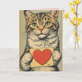 TABBY CAT VALENTINE'S DAY Greeting Card Karte (Gelbe Blume)