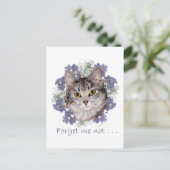 Tabby Cat Vergessen-Me-not Postkarte (Stehend Vorderseite)