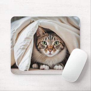 Tabby Cat versteckt sich unter einer Decke Mousepad