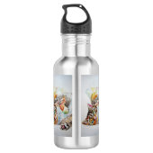 Tabby Cat Wasserfarbe Kunst Katzen Wasser Flasche Edelstahlflasche (Rückseite)