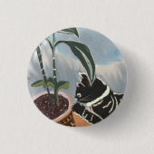 Tabby Cat Watching House Pflanze Button (Vorderseite)