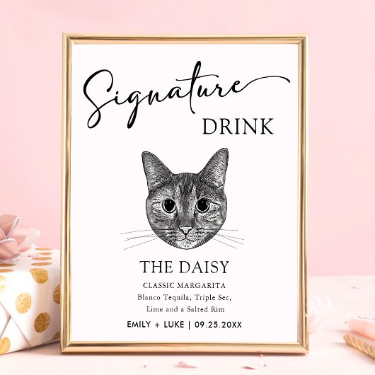 Tabby Cat Wedding Signature Drink-Zeichen Poster