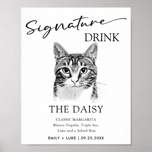 Tabby Cat Wedding Signature Drink-Zeichen Poster (Vorne)