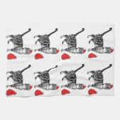 Tabby Cat Weihnachten Cool Cat Red White Teetuch Geschirrtuch (Horizontal)