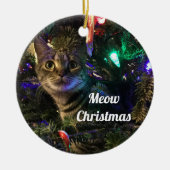 Tabby Cat Weihnachtsbaum Keramik Ornament (Vorne)