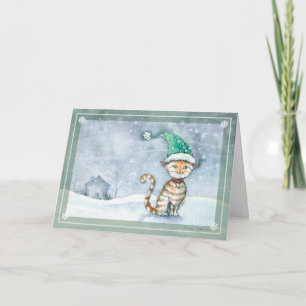 Tabby Cat Weihnachtskarte von Molly Harrison Feiertagskarte