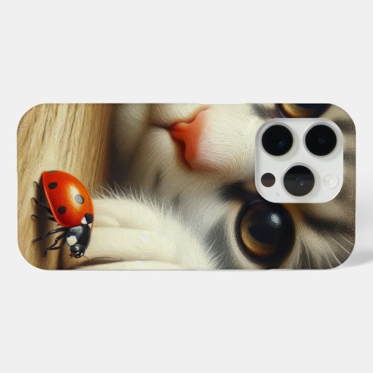 Tabby Cat with Ladybug Case-Mate iPhone Hülle (Rückseite (Horizontal))