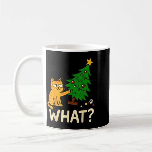 Tabby Cat Xmas Cat Pushing Christmas Tree Over Cat Kaffeetasse (Links)