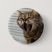 Tabby Cat Yawning Artistic Portrait Button (Vorderseite)