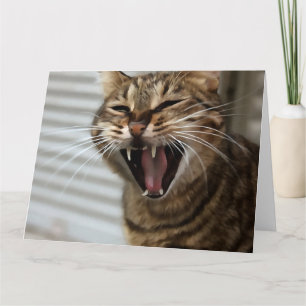 Tabby Cat Yawning Artistic Portrait Dankeskarte
