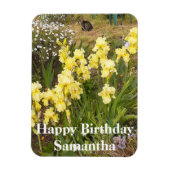 Tabby Cat Yellow Iris Blume Birthday Magnet (Vertikal)