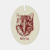 Tabby Cat Zeichne benutzerdefinierten Personalisie Ornament Aus Metall (Vorderseite links)