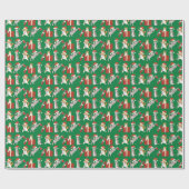 Tabby Cats Dekorieren Funny Albern Green Christmas Geschenkpapier (Flach)