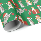 Tabby Cats Dekorieren Funny Albern Green Christmas Geschenkpapier (Rolleneckpunkt)