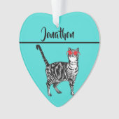 Tabby Cats 'One Cool Cat' Aqua Boys Mens Ornament (Vorderseite)