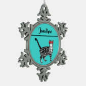Tabby Cats 'One Cool Cat' Aqua Boys Schneeflocken Zinn-Ornament (Links)