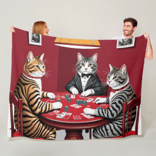 Tabby Cats Poker spielen Fleecedecke