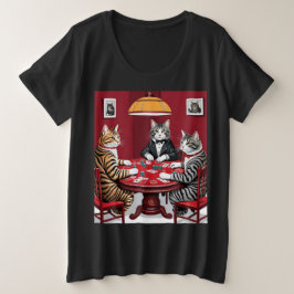 Tabby Cats Poker spielen Große Größe T-Shirt