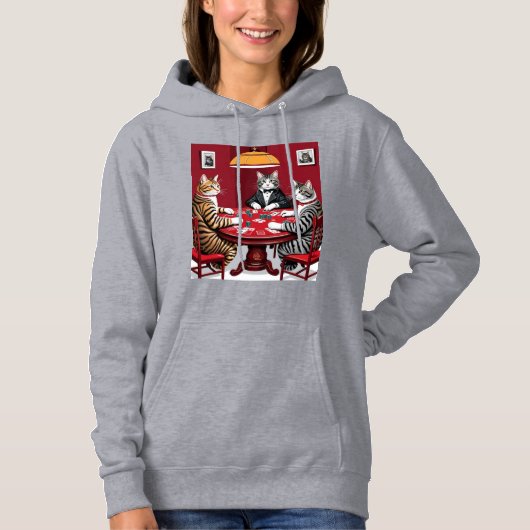 Tabby Cats Poker spielen Hoodie (Vorderseite)