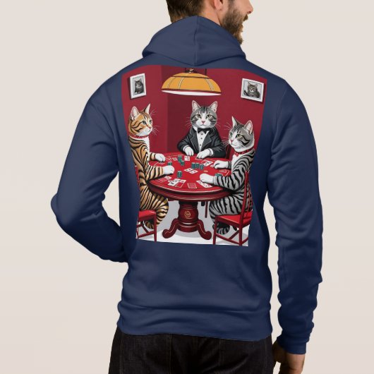 Tabby Cats Poker spielen Hoodie (Rückseite)