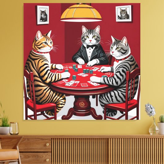 Tabby Cats Poker spielen Leinwanddruck (Insitu (Wohnzimmer))