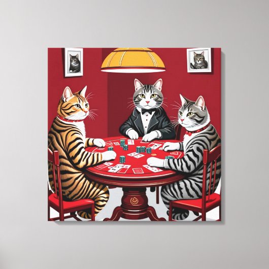 Tabby Cats Poker spielen Leinwanddruck (Vorderseite)