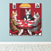 Tabby Cats Poker spielen Leinwanddruck (Insitu (Holzboden))
