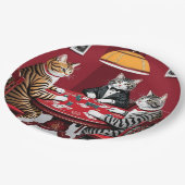 Tabby Cats Poker spielen Pappteller (Schrägansicht)