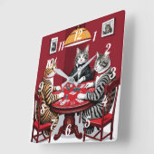 Tabby Cats Poker spielen Quadratische Wanduhr (Winkel)
