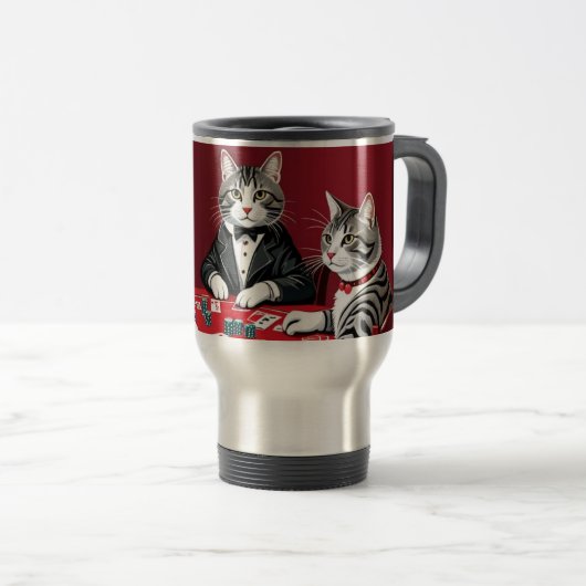 Tabby Cats Poker spielen Reisebecher (VorderseiteRechts)