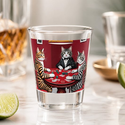 Tabby Cats Poker spielen Schnapsglas