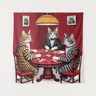 Tabby Cats Poker spielen Wandteppich