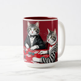 Tabby Cats Poker spielen Zweifarbige Tasse