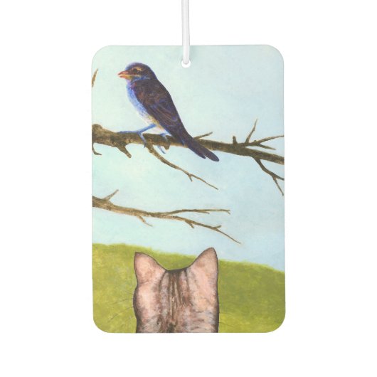 Tabby Cats Sprechen mit Vögeln Autolufterfrischer (Vorderseite)